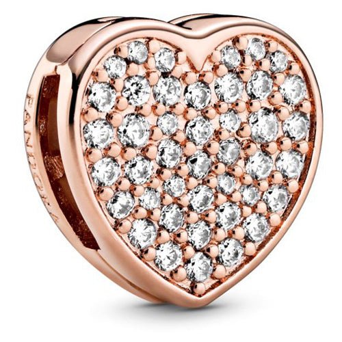 Pandora Reflexions Collection Rose Tone Pave Heart Elegance Clip