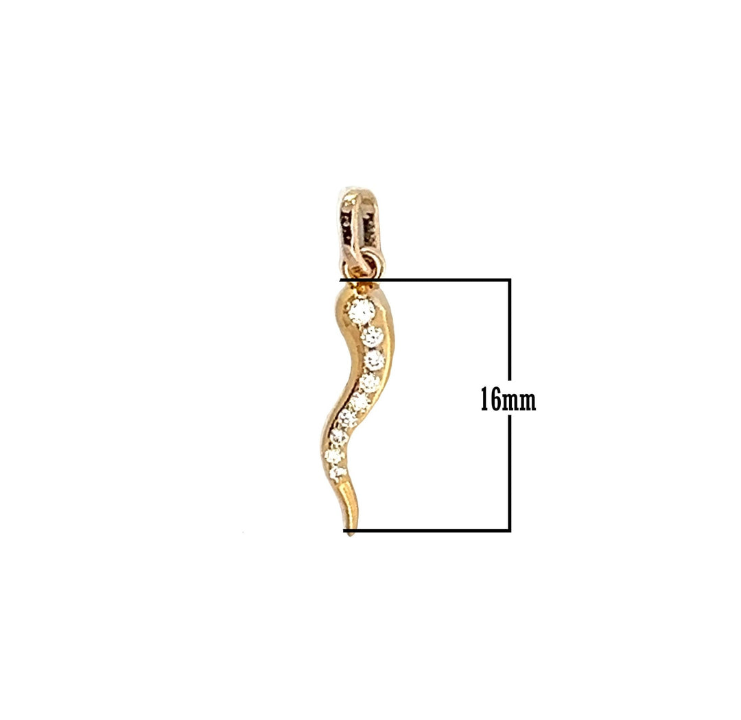 Small Diamond Horn Pendant 16mm 14 Karat Yellow Gold - Tivoli Jewelers