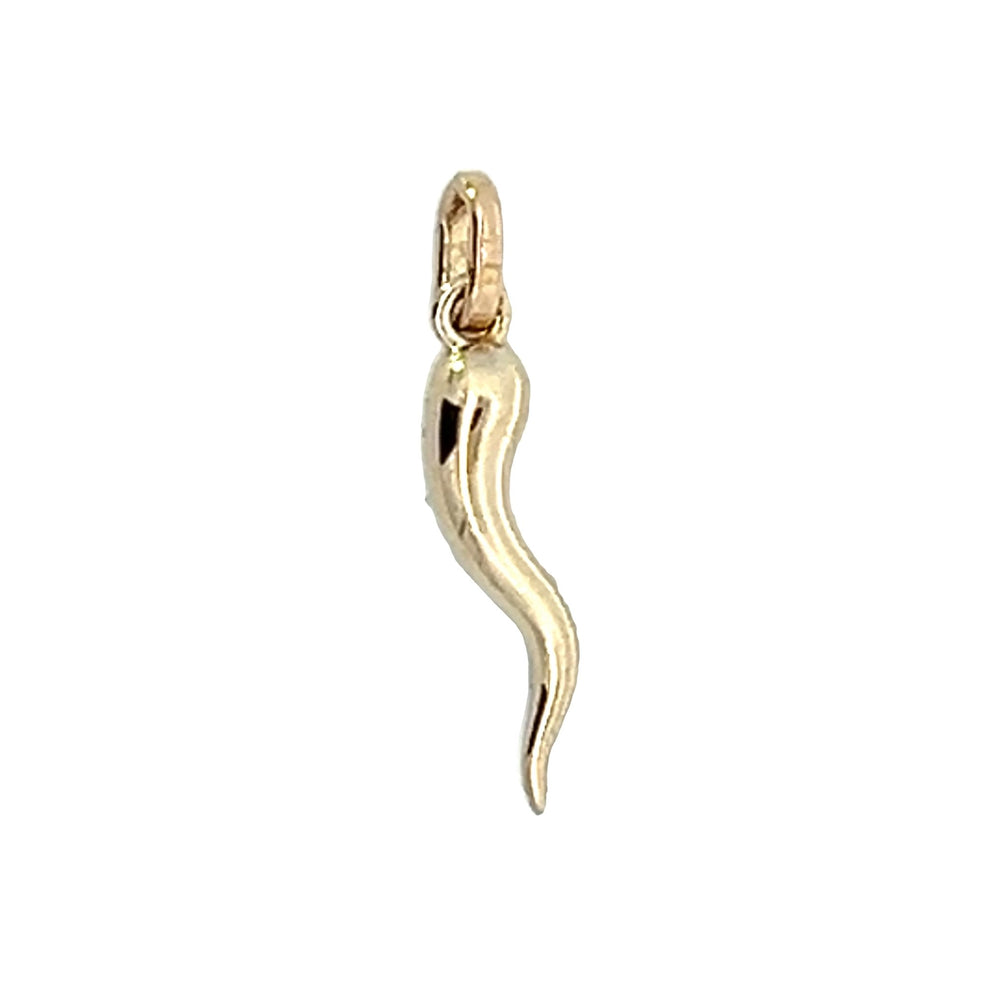 Small Diamond Horn Pendant 16mm 14 Karat Yellow Gold - Tivoli Jewelers