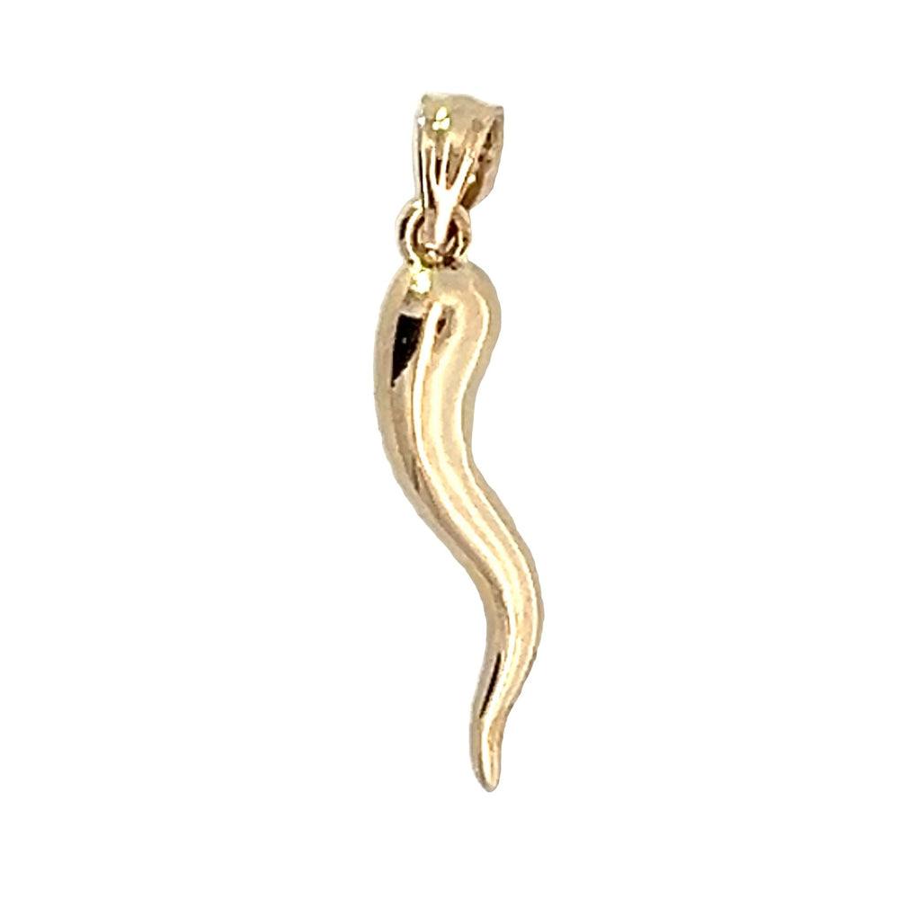 Small Diamond Horn Pendant 20mm 14 Karat Yellow Gold - Tivoli Jewelers