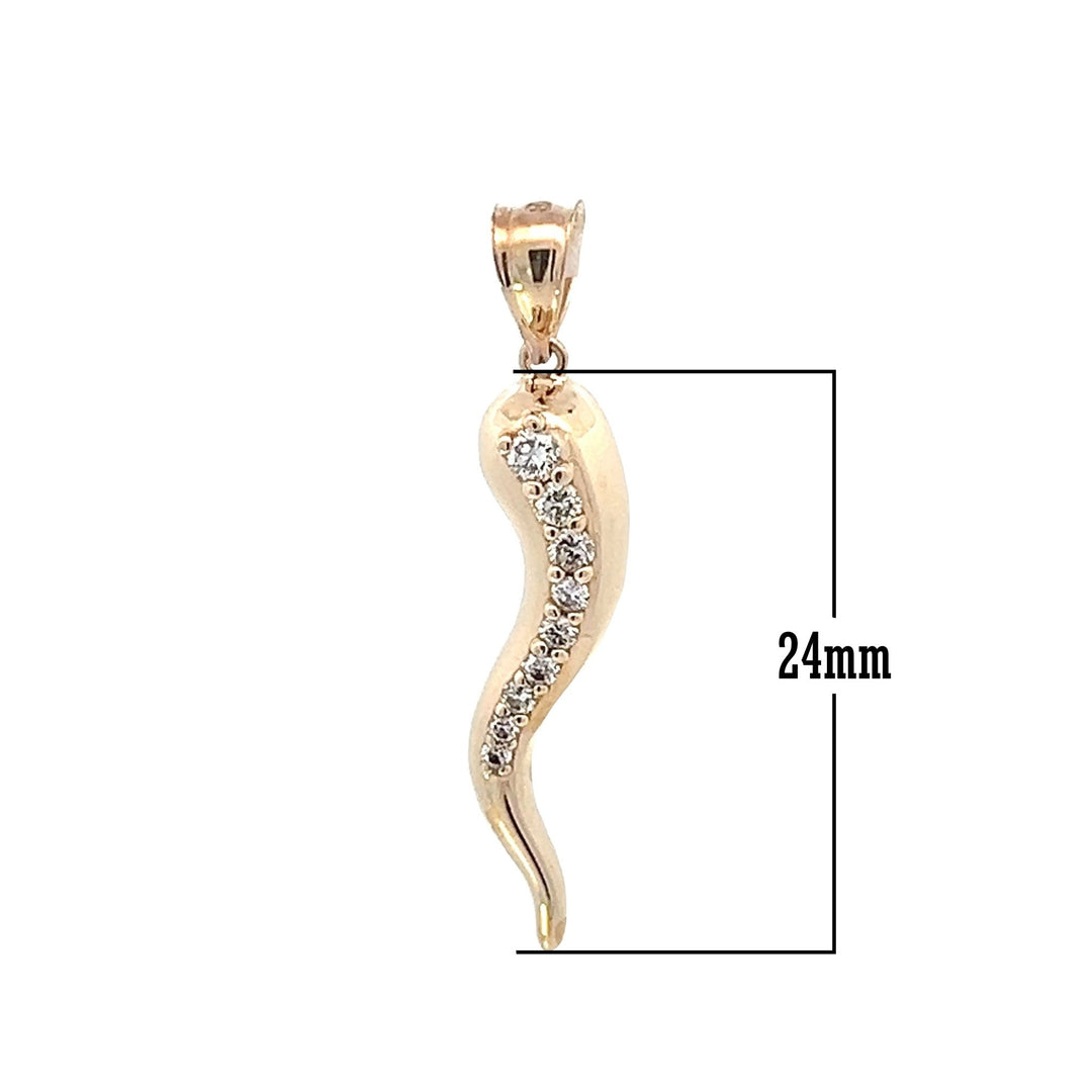 Small Diamond Horn Pendant 24mm 14 Karat Yellow Gold - Tivoli Jewelers