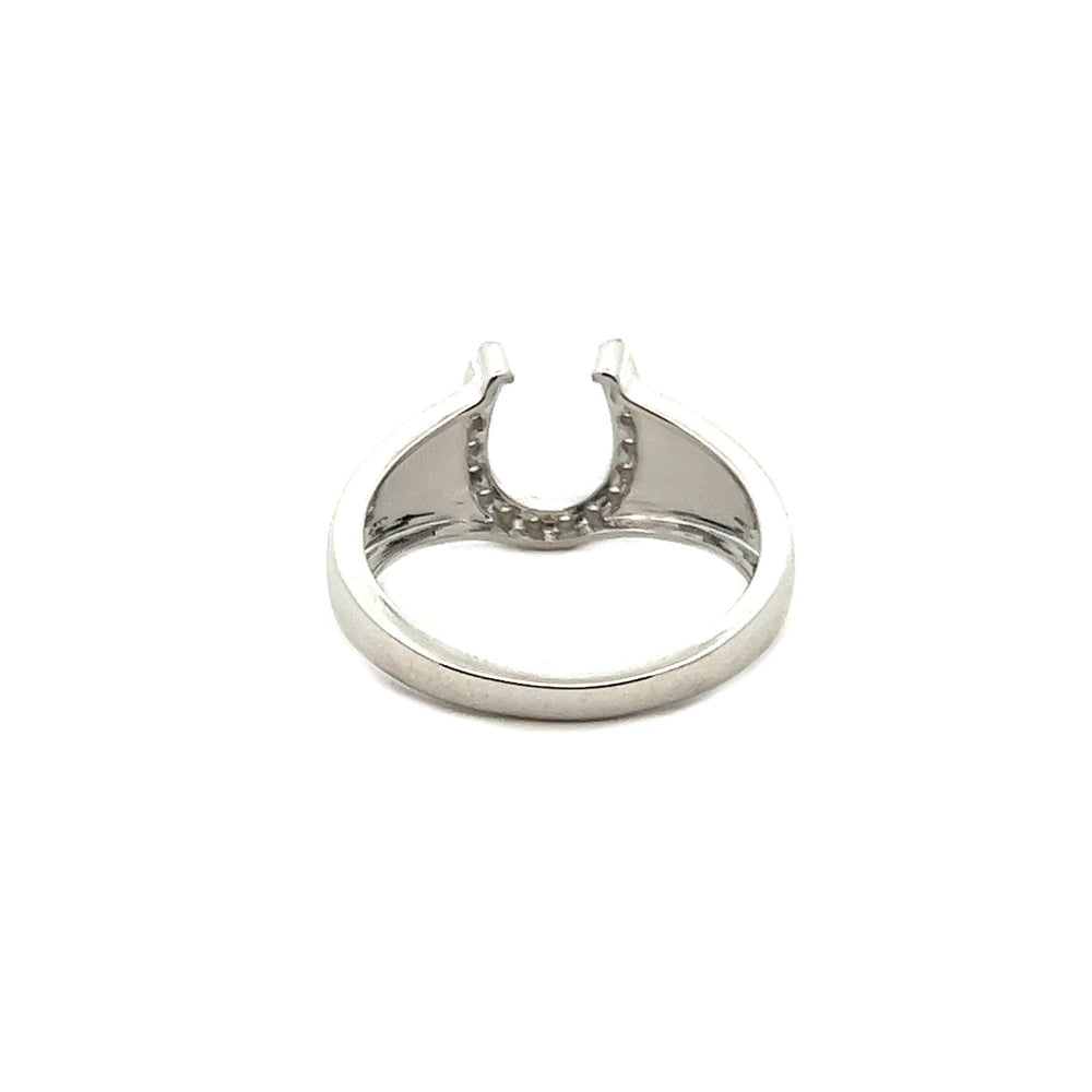 14K White Gold Diamond Horseshoe Ring - Tivoli Jewelers