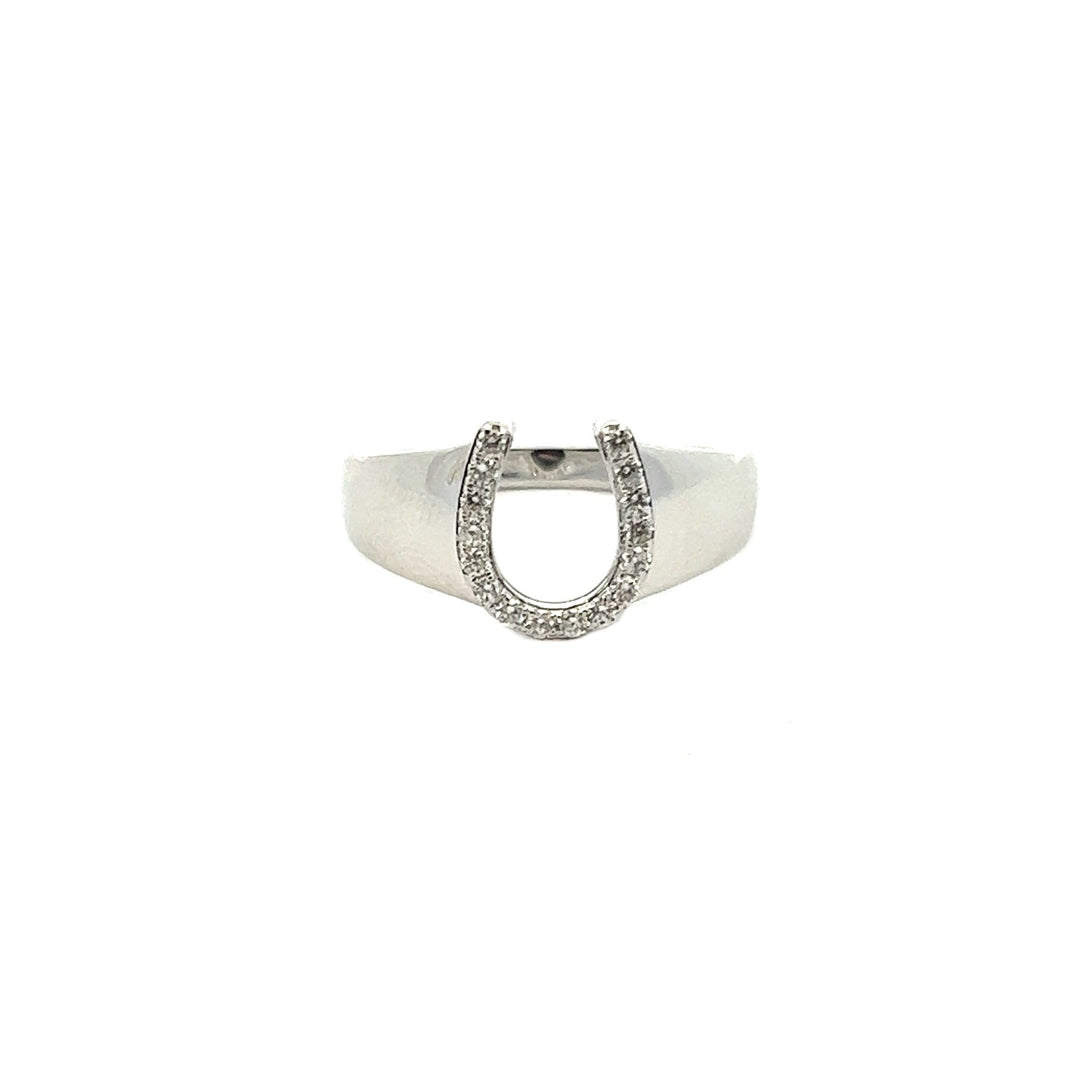 14K White Gold Diamond Horseshoe Ring - Tivoli Jewelers