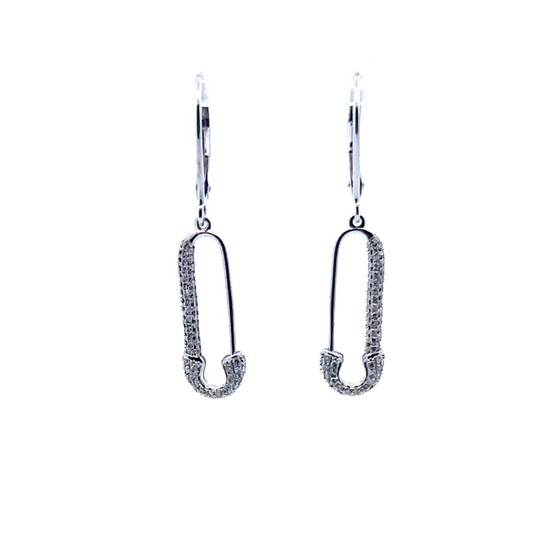 14K White Gold Diamond Paperclip Earrings - Tivoli Jewelers