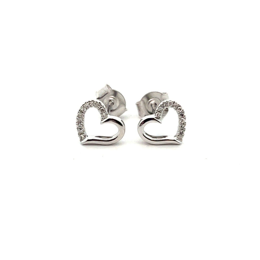 14K White Gold Heart Diamond Earrings - Tivoli Jewelers