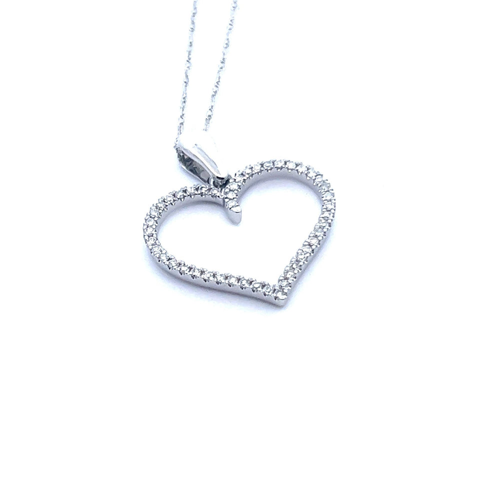 14K White Gold Heart Pendant Necklace - Tivoli Jewelers