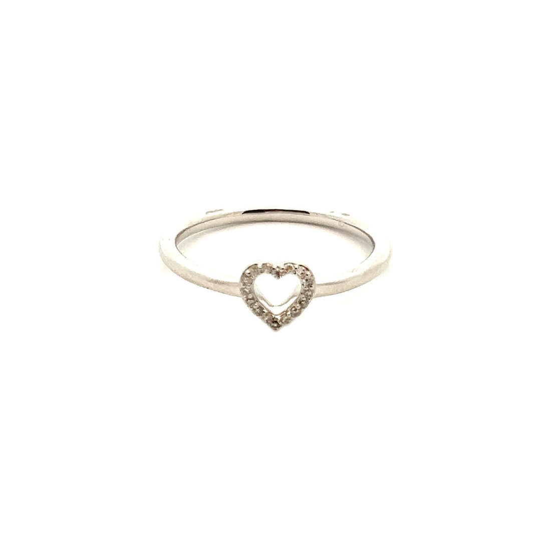 14K White Gold Open Heart Diamond Ring - Tivoli Jewelers