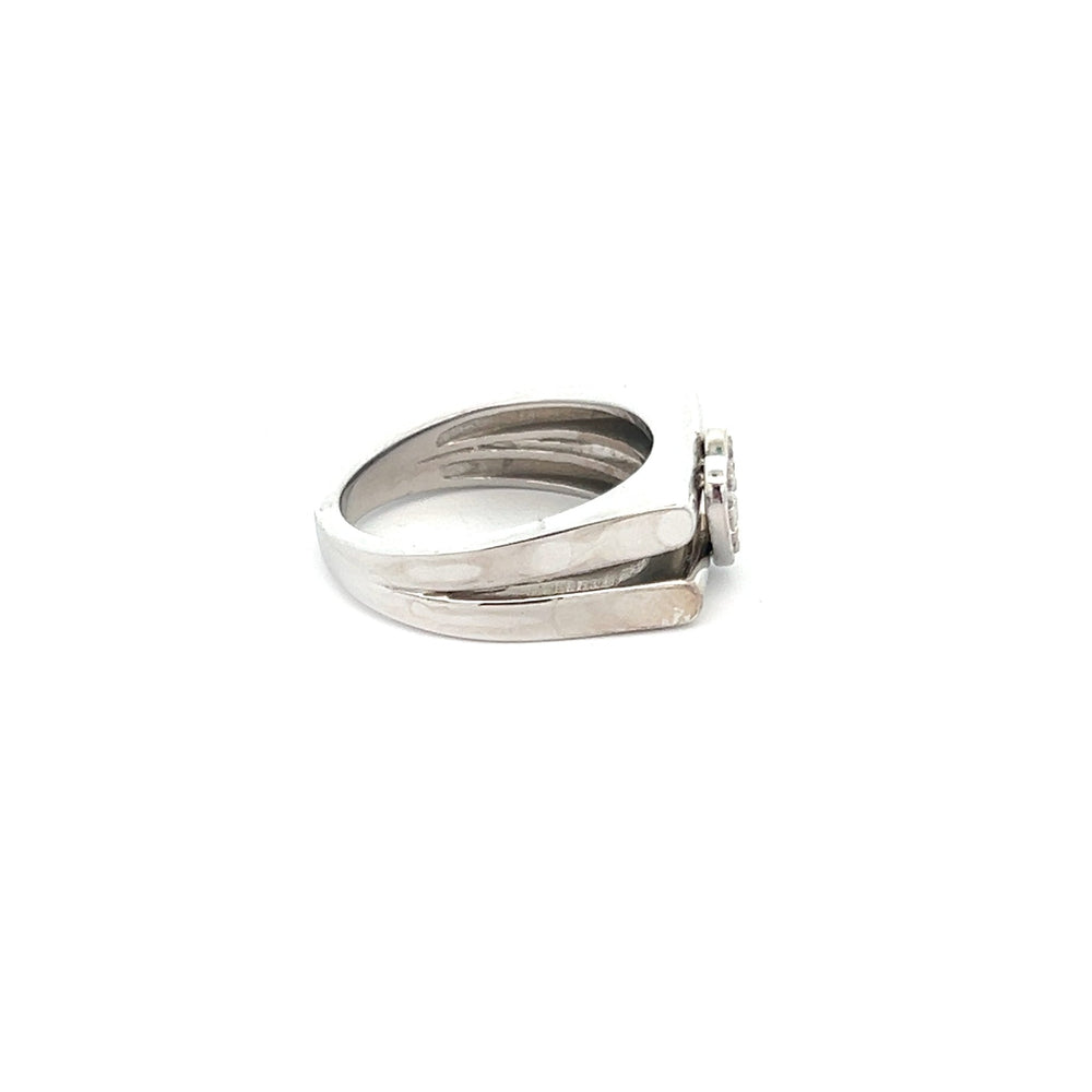 14K White Gold Split Ring with Diamond Heart - Tivoli Jewelers