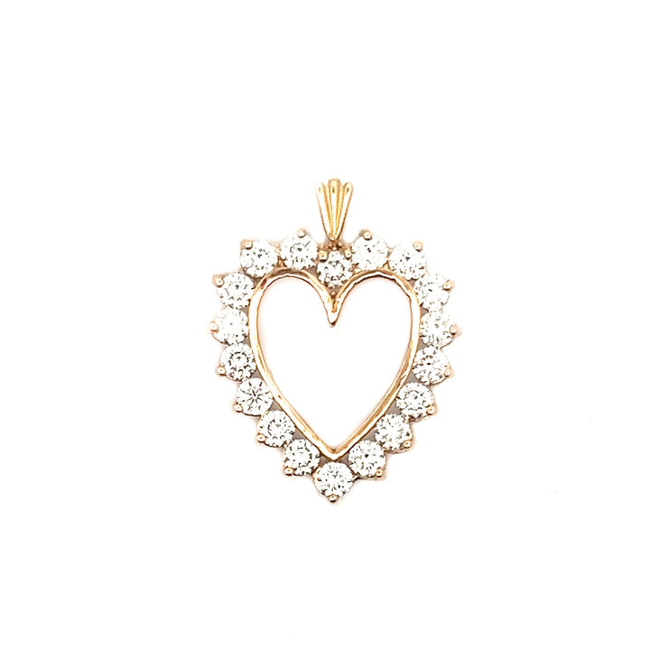 14K Yellow Gold Diamond Heart Pendant - Tivoli Jewelers