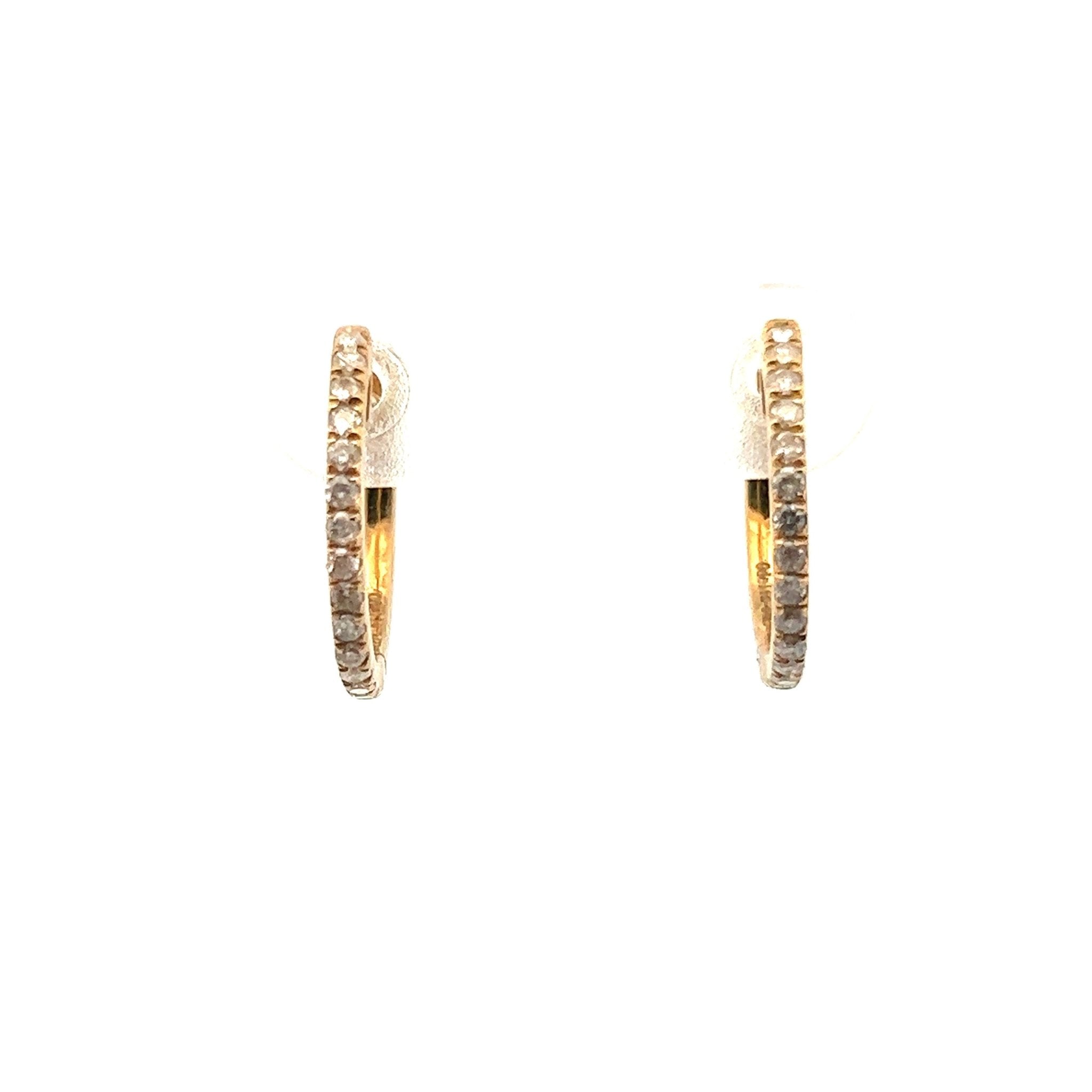 14K Yellow Gold Diamond Cut Hoop Earrings main image 1
