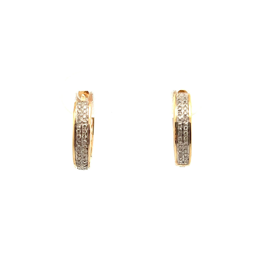 14K Yellow Gold Diamond Huggies Earrings - Tivoli Jewelers