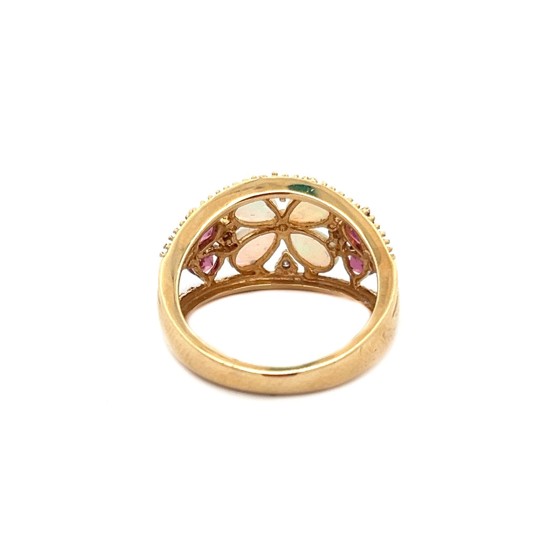14K Yellow Gold Flower Opal Ring - Tivoli Jewelers
