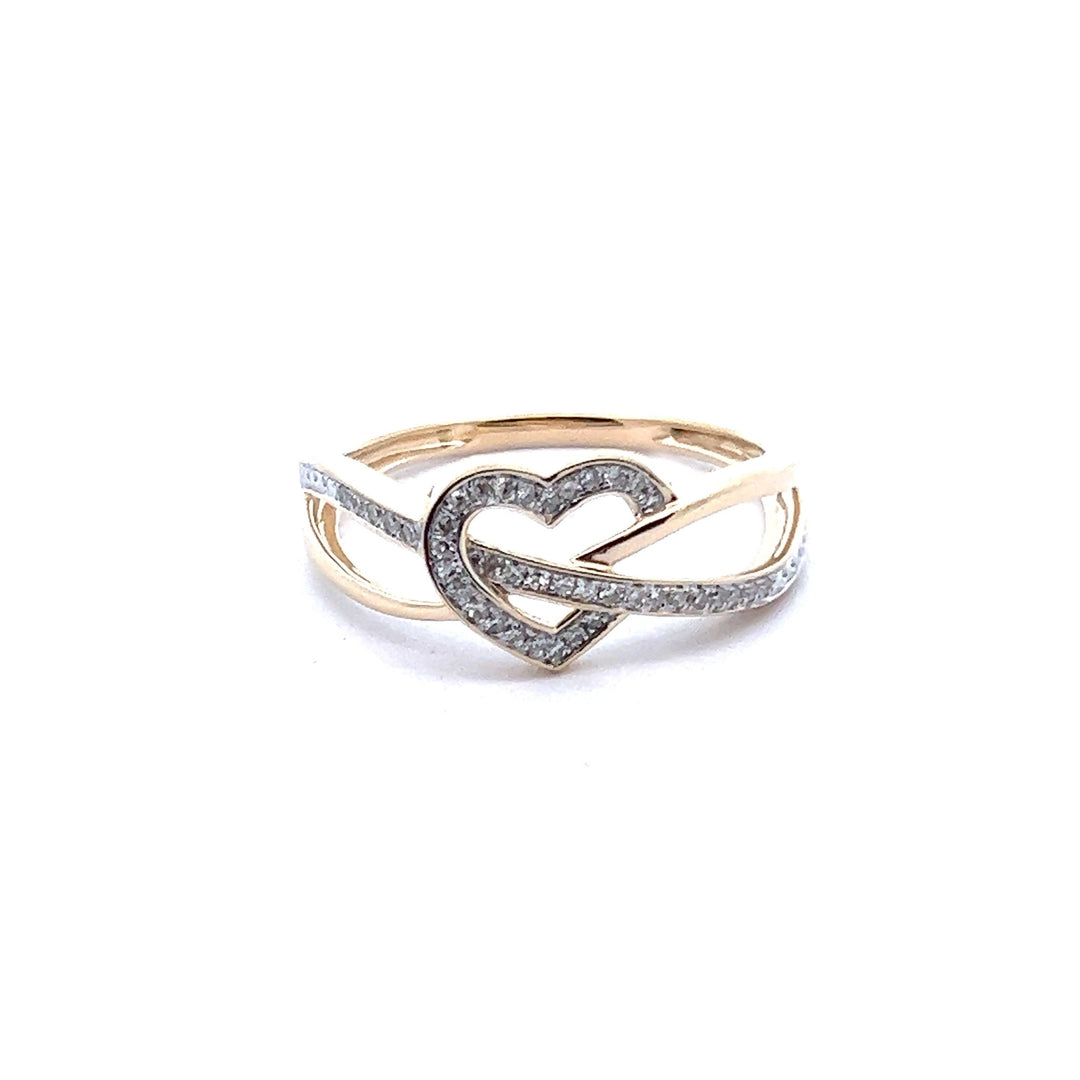 14K Yellow Gold Interwoven Heart Diamond Ring - Tivoli Jewelers
