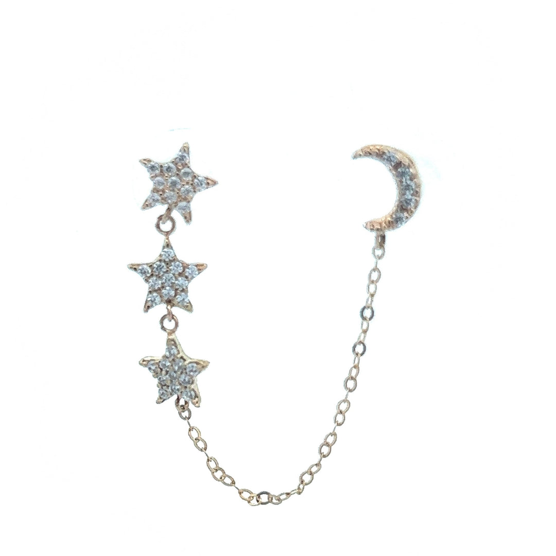 14k Yellow Gold Moon and Stars Climber Earring - Tivoli Jewelers