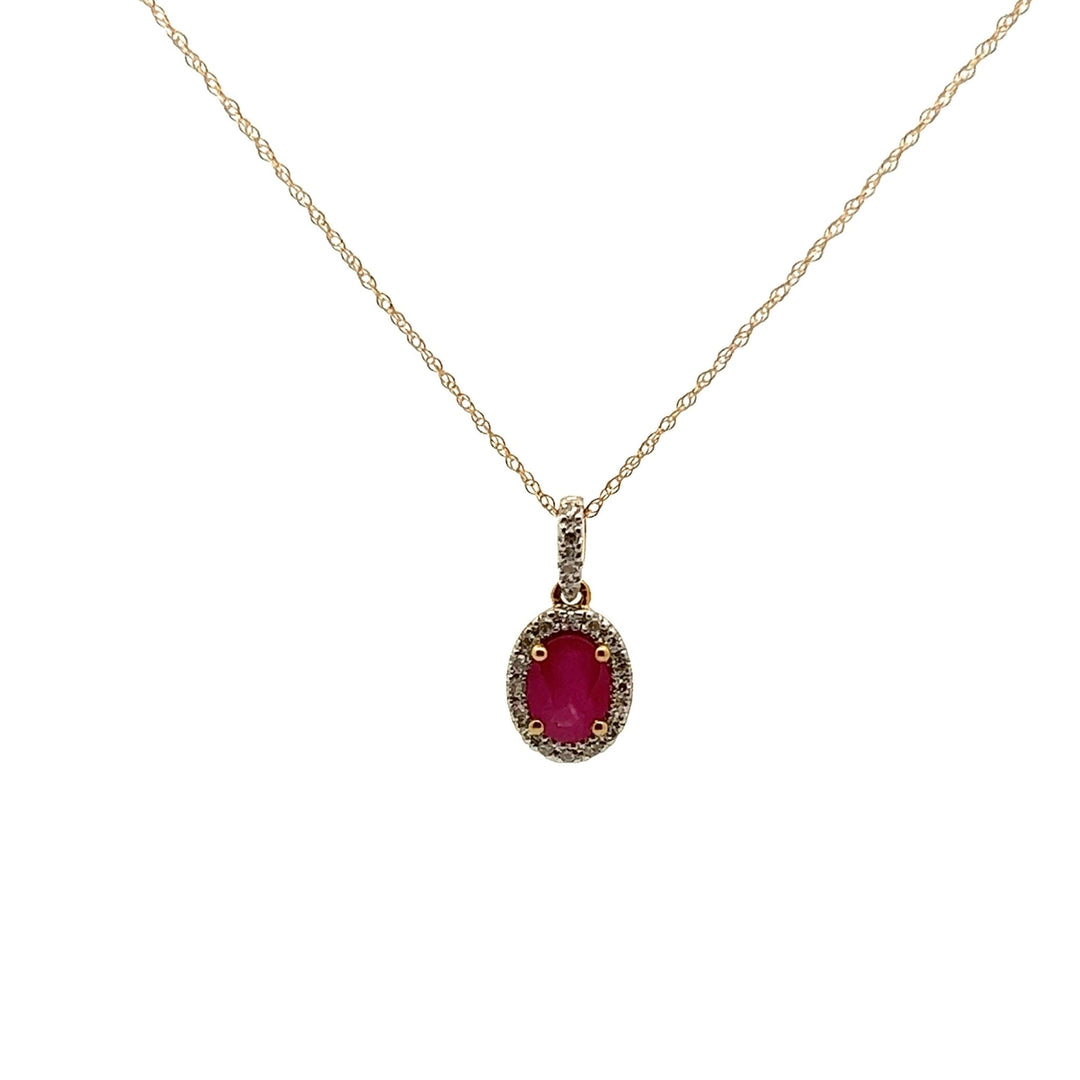 14k Yellow Gold Ruby and Diamond Pendant Necklace - Tivoli Jewelers