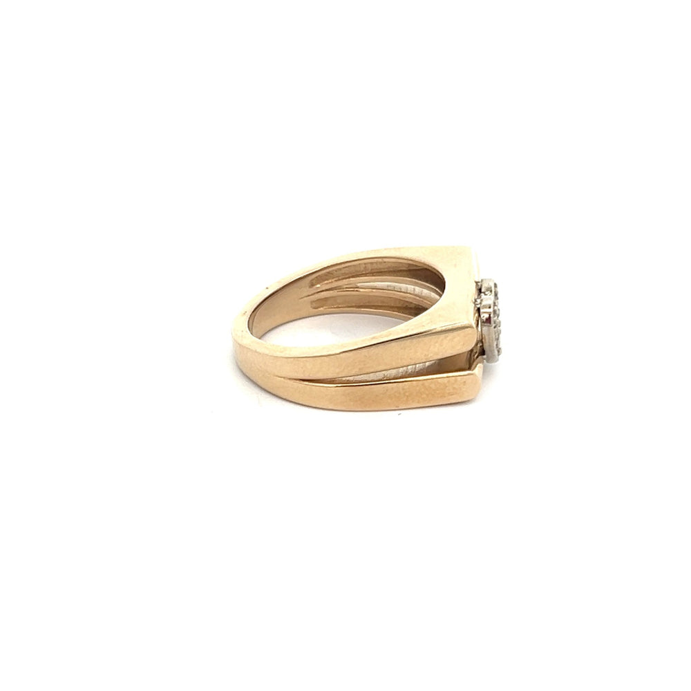 14K Yellow Gold Split Ring with Diamond Heart - Tivoli Jewelers