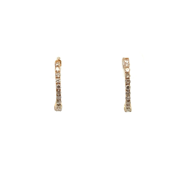 14K Yellow Gold Thin Hoop Diamond Earrings - Tivoli Jewelers