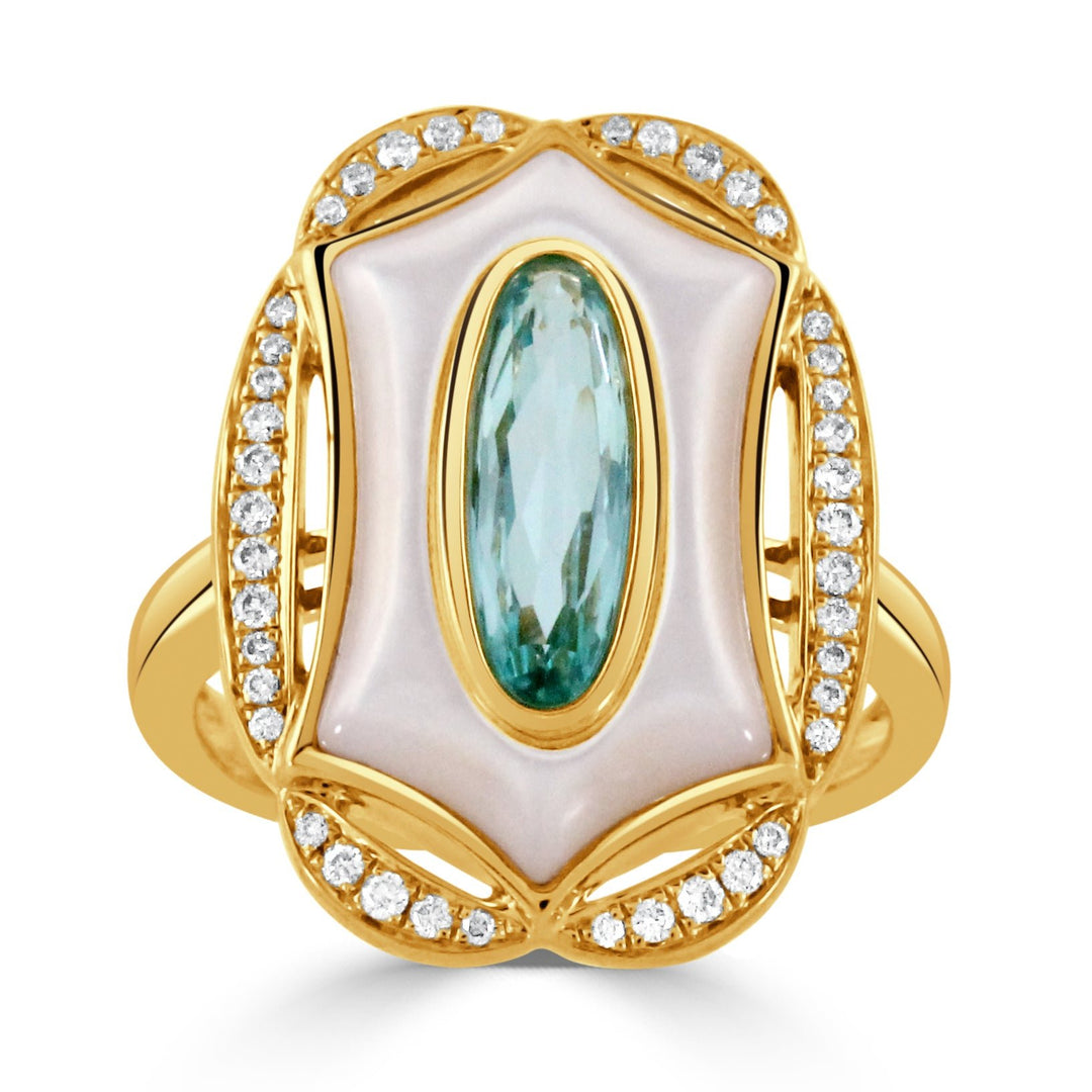 Doves by Doron Paloma 18k Gold Sky Blue Topaz Ring - Tivoli Jewelers
