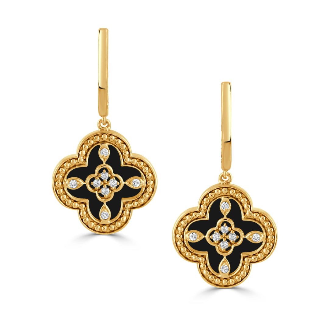 Doves Onyx 18K Yellow Gold Earring - Tivoli Jewelers