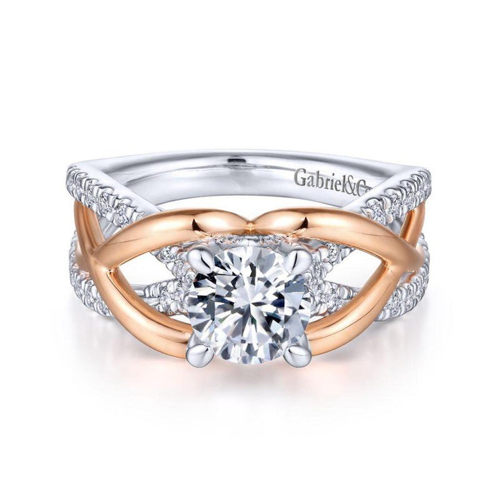 Gabriel & Co. 14k Two Tone Gold Contemporary Twisted Engagement Ring - Tivoli Jewelers