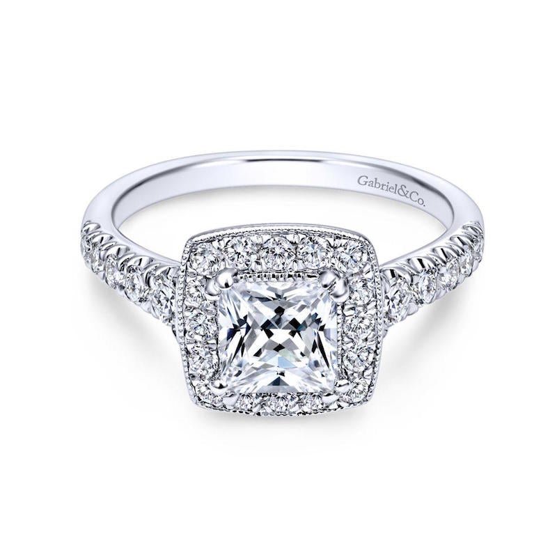 Gabriel & Co. 14k Two Tone Gold Victorian Halo Engagement Ring - Tivoli Jewelers
