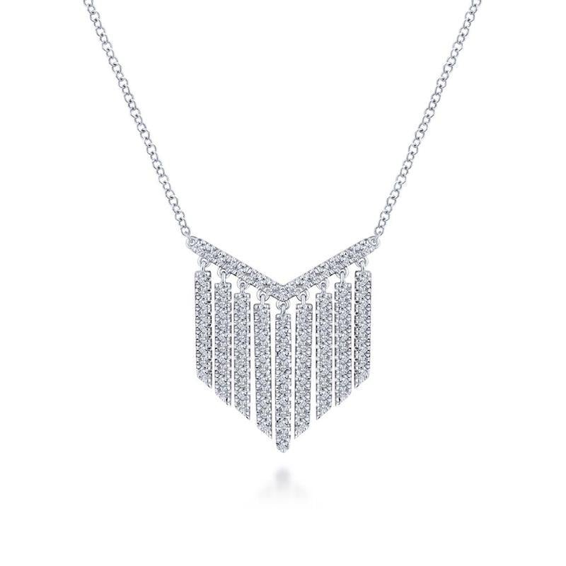 Gabriel & Co. 14k White Gold Art Moderne Diamond Bar Necklace - Tivoli Jewelers