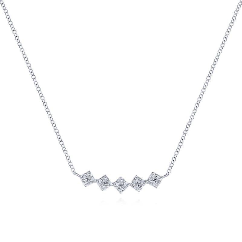 Gabriel & Co. 14k White Gold Art Moderne Diamond Bar Necklace - Tivoli Jewelers