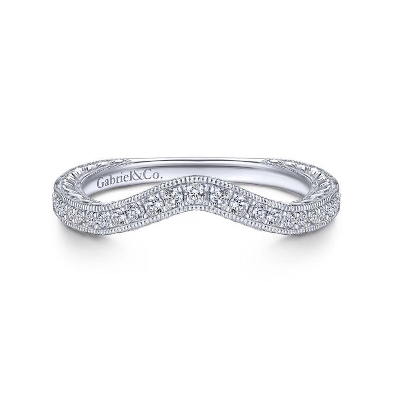 Gabriel & Co. 14k White Gold Contemporary Curved Wedding Band - Tivoli Jewelers