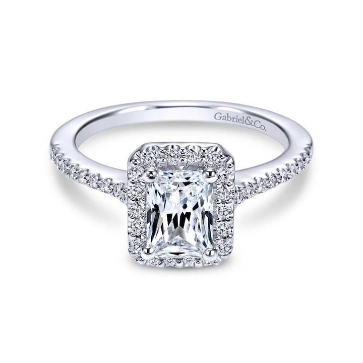 Gabriel & Co. 14k White Gold Contemporary Halo Diamond Engagement Ring - Tivoli Jewelers