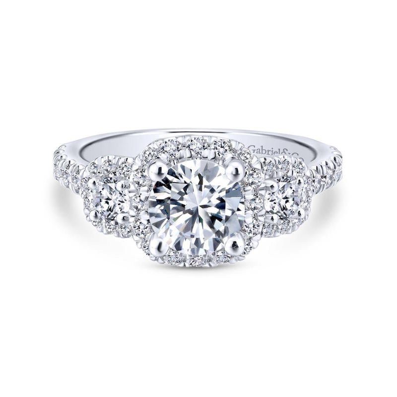 Gabriel & Co. 14k White Gold Entwined Halo Engagement Ring - Tivoli Jewelers