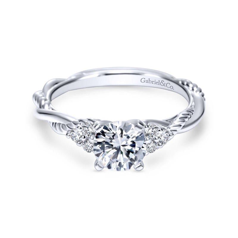 Gabriel & Co. 14k White Gold Hampton Twisted Engagement Ring - Tivoli Jewelers