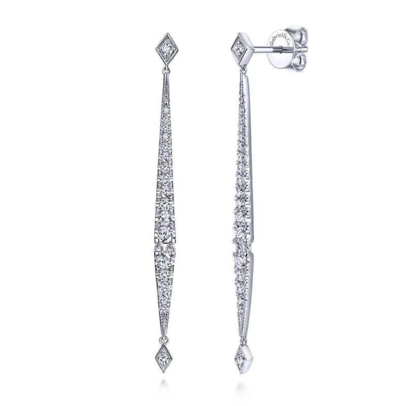 Gabriel & Co. 14k White Gold Kaslique Diamond Drop Earrings - Tivoli Jewelers