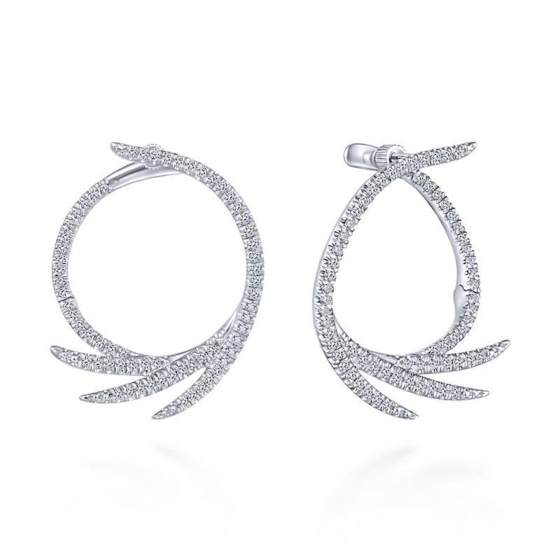 Gabriel & Co. 14k White Gold Kaslique Diamond Hoop Earrings - Tivoli Jewelers