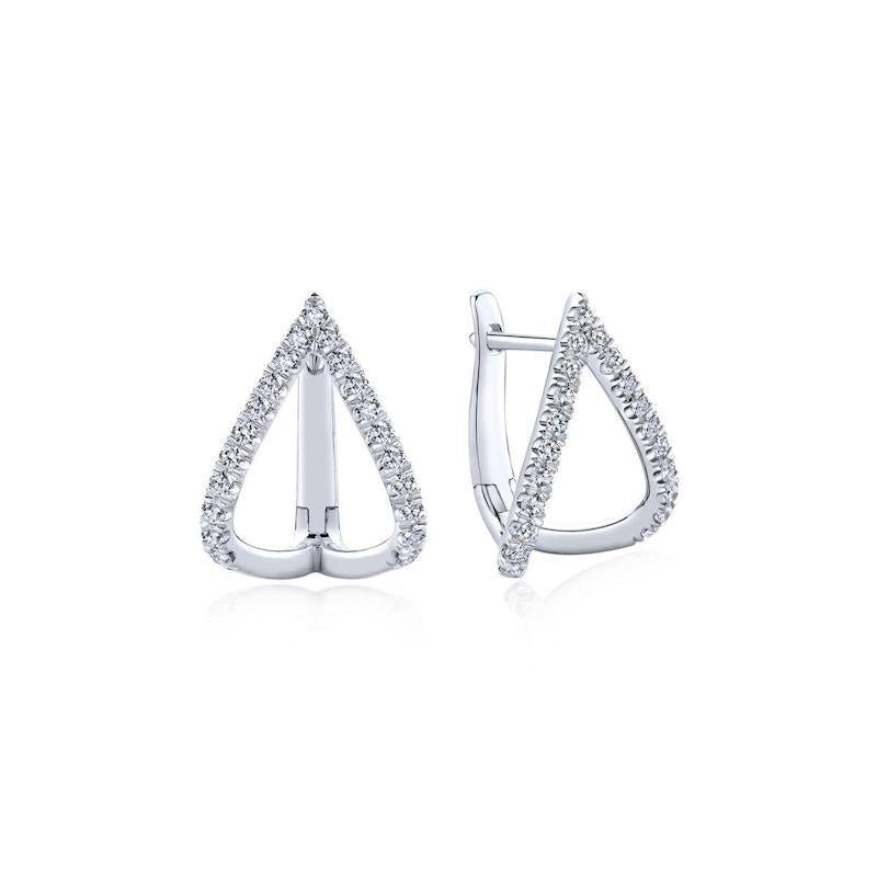 Gabriel & Co. 14k White Gold Kaslique Diamond Huggie Earrings - Tivoli Jewelers