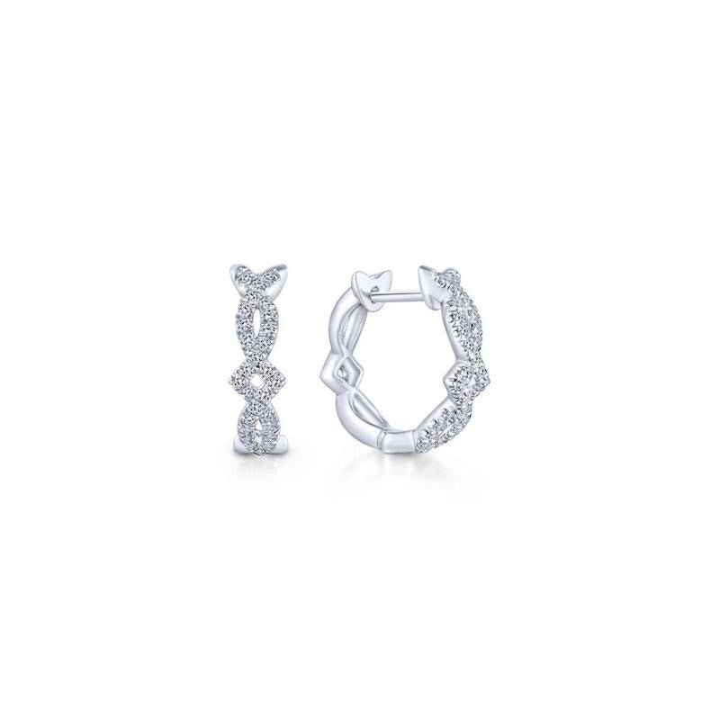 Gabriel & Co. 14k White Gold Kaslique Diamond Huggie Earrings - Tivoli Jewelers
