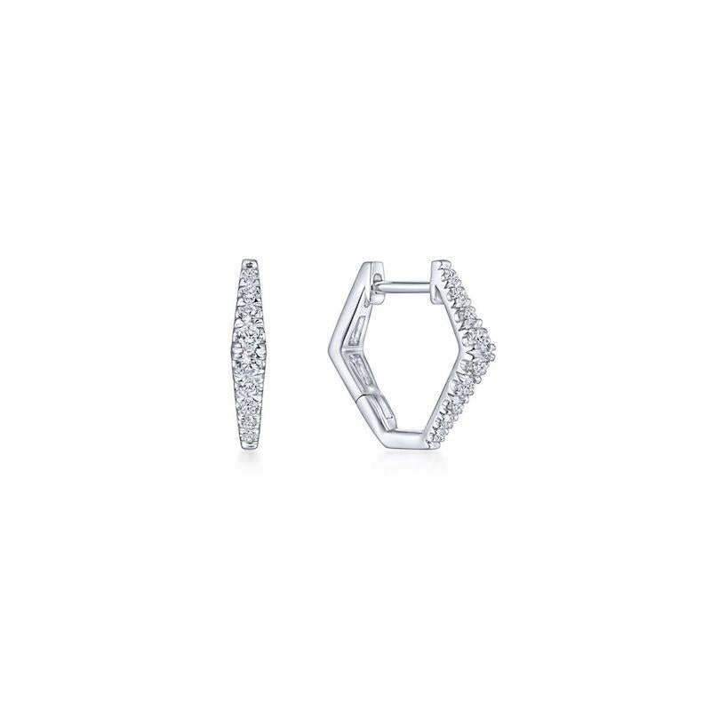 Gabriel & Co. 14k White Gold Lusso Diamond Huggie Earrings - Tivoli Jewelers
