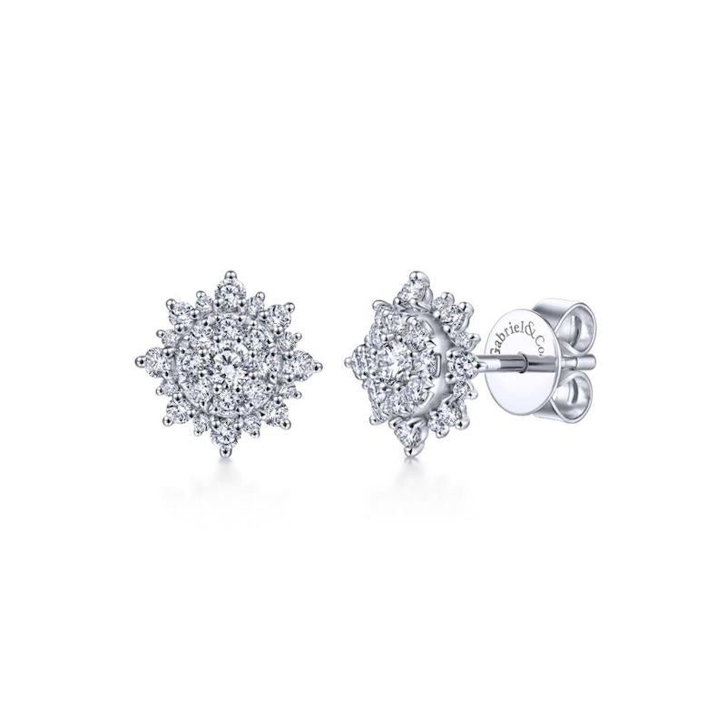 Gabriel & Co. 14k White Gold Lusso Diamond Stud Earrings - Tivoli Jewelers