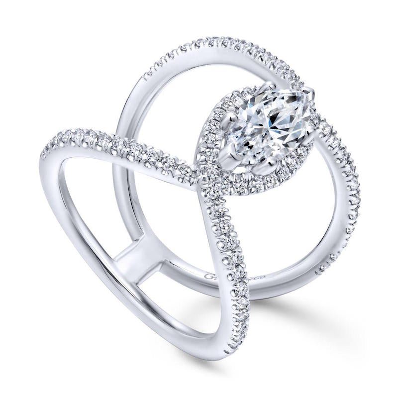 Gabriel & Co. 14k White Gold Nova Halo Engagement Ring - Tivoli Jewelers