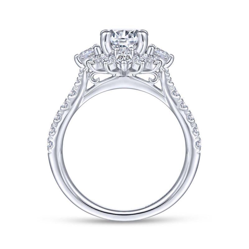 Gabriel & Co. 14k White Gold Starlight Halo Engagement Ring - Tivoli Jewelers