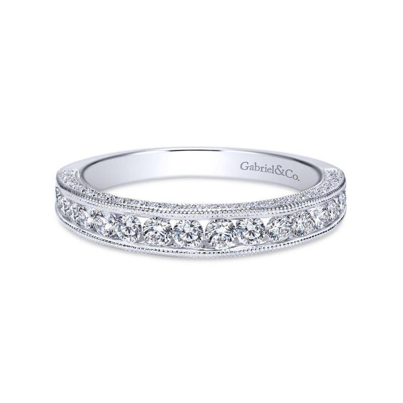 Gabriel & Co. 14k White Gold Victorian Diamond Wedding Band - Tivoli Jewelers