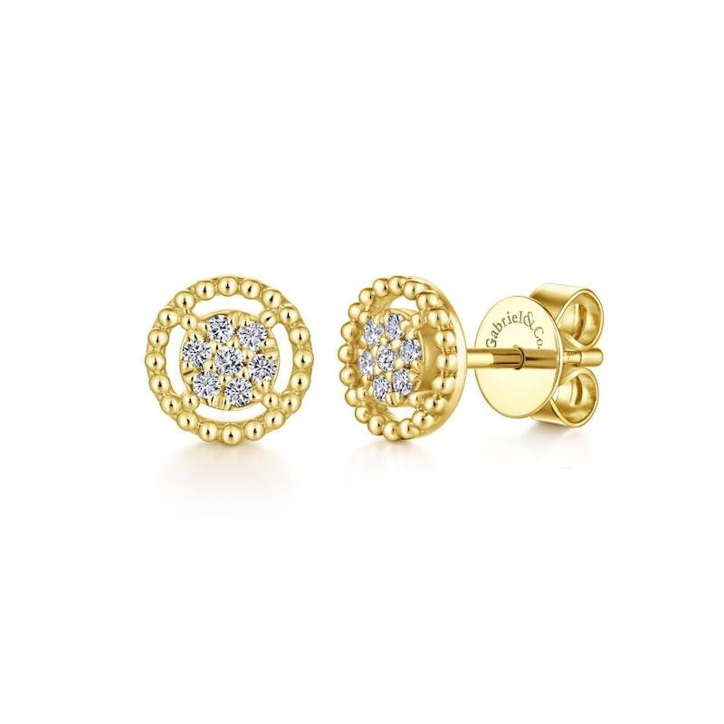 Gabriel & Co. 14k Yellow Gold Bujukan Diamond Stud Earrings - Tivoli Jewelers
