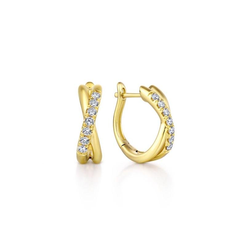 Gabriel & Co. 14k Yellow Gold Contemporary Diamond Huggie Earrings - Tivoli Jewelers