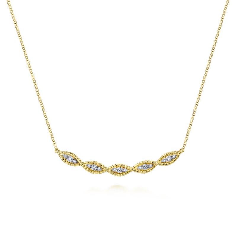 Gabriel & Co. 14k Yellow Gold Hampton Diamond Bar Necklace - Tivoli Jewelers