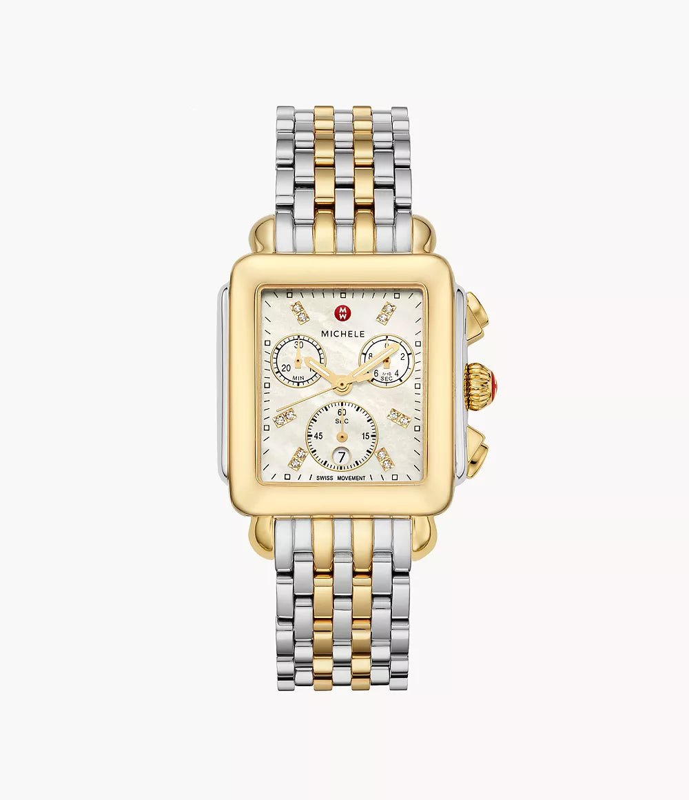 Michele deco xl two tone watch best sale