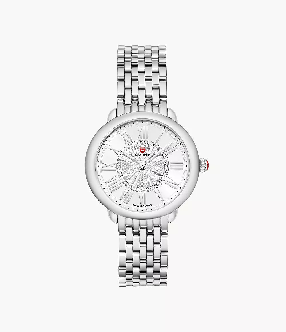Michele Serein Mid Stainless Diamond Dial Watch - Tivoli Jewelers
