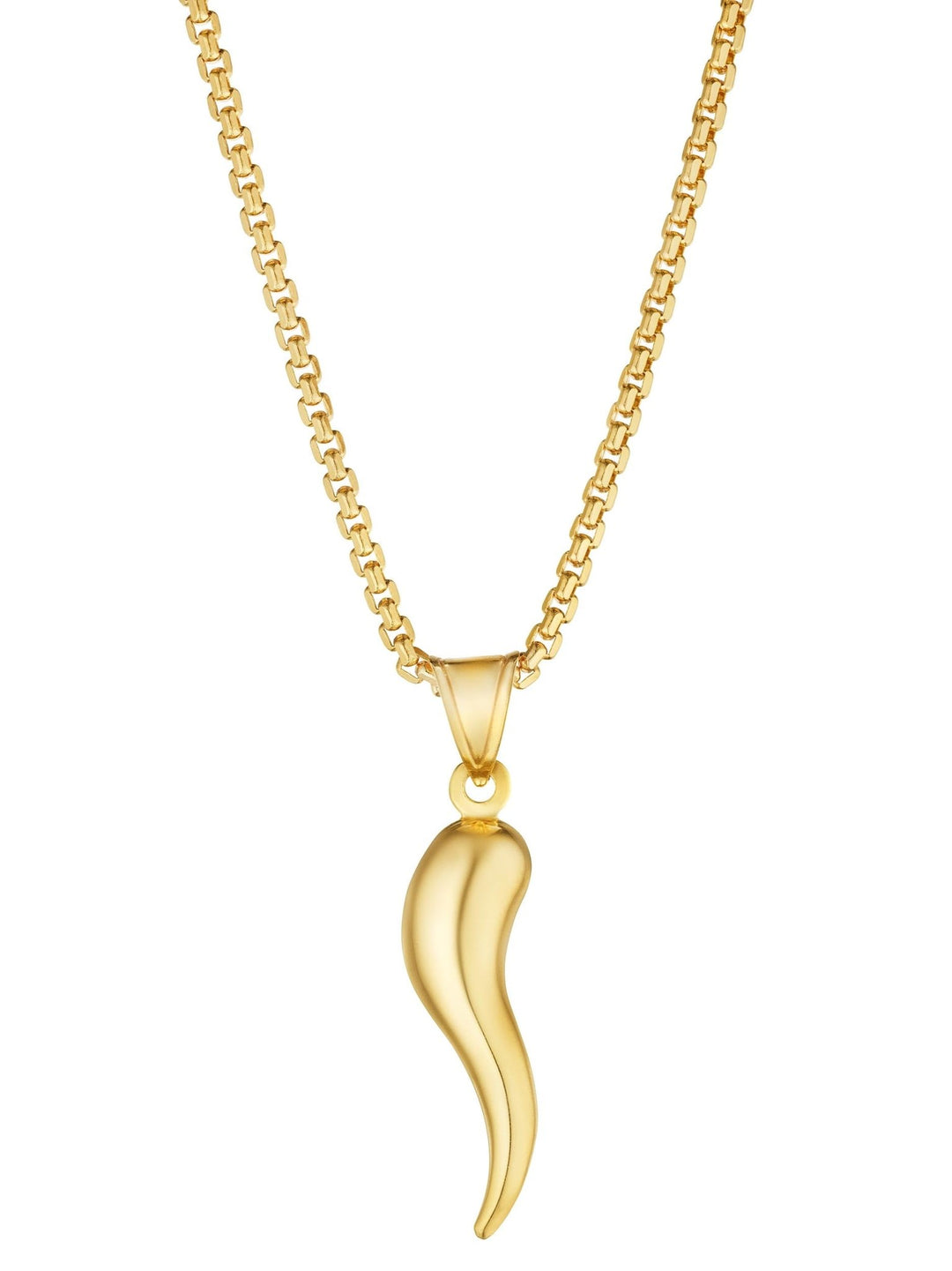 Mens Gold Italian Horn Necklace 14k Gold Italian Horn Pendant