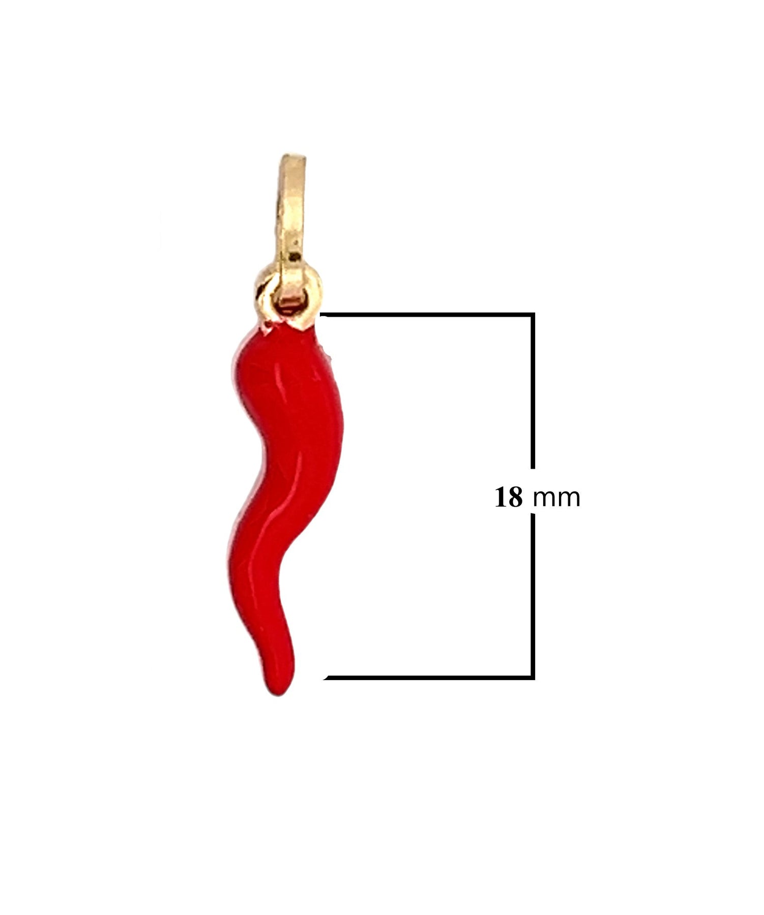 Wishing For Claudia Sterling Silver Red Enamel 3D Italian Horn Charm Pendant - 1.3 Inch, Made In Italy