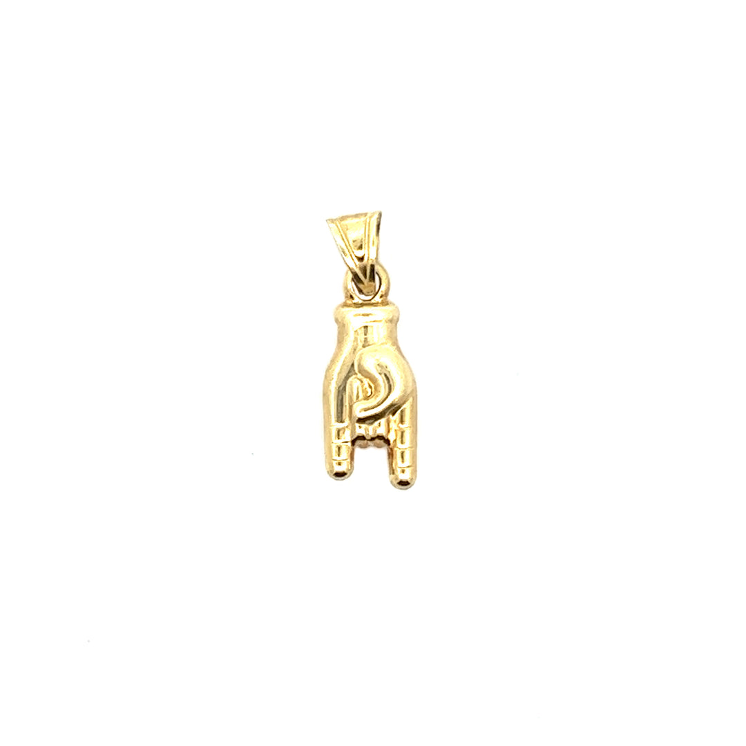 14K Yellow Gold Sign of the Horns Pendant Small