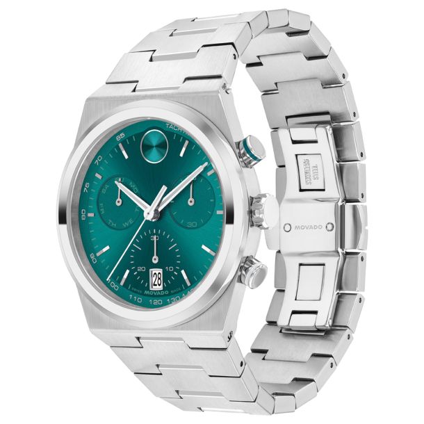 Movado Bold Quest Chronograph Green Dial Stainless Steel Bracelet