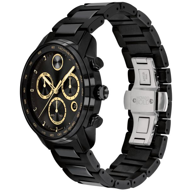 Movado BOLD Verso Chronograph Black Ion-Plated Bracelet Watch